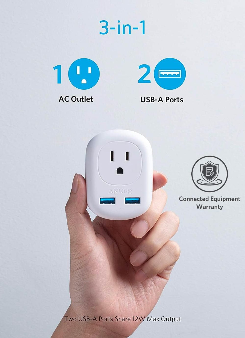 Anker European Travel, PowerExtend USB Plug International Power Adapter with 2 USB Ports and 1 Outlet, US to Most of Europe EU Spain Iceland Italy France Germany, Compact for Travel, Office - Image 3