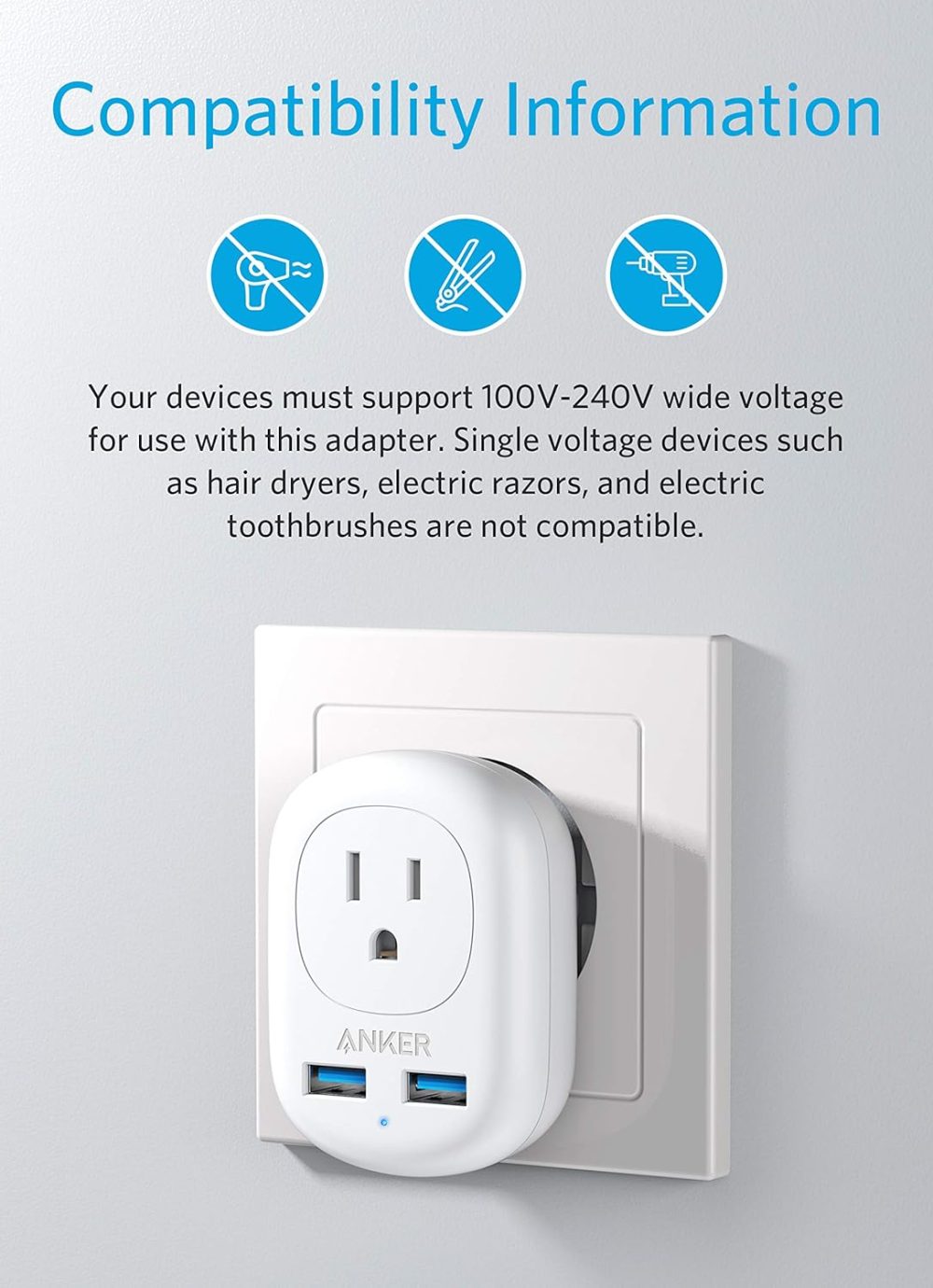 Anker European Travel, PowerExtend USB Plug International Power Adapter with 2 USB Ports and 1 Outlet, US to Most of Europe EU Spain Iceland Italy France Germany, Compact for Travel, Office - Image 7