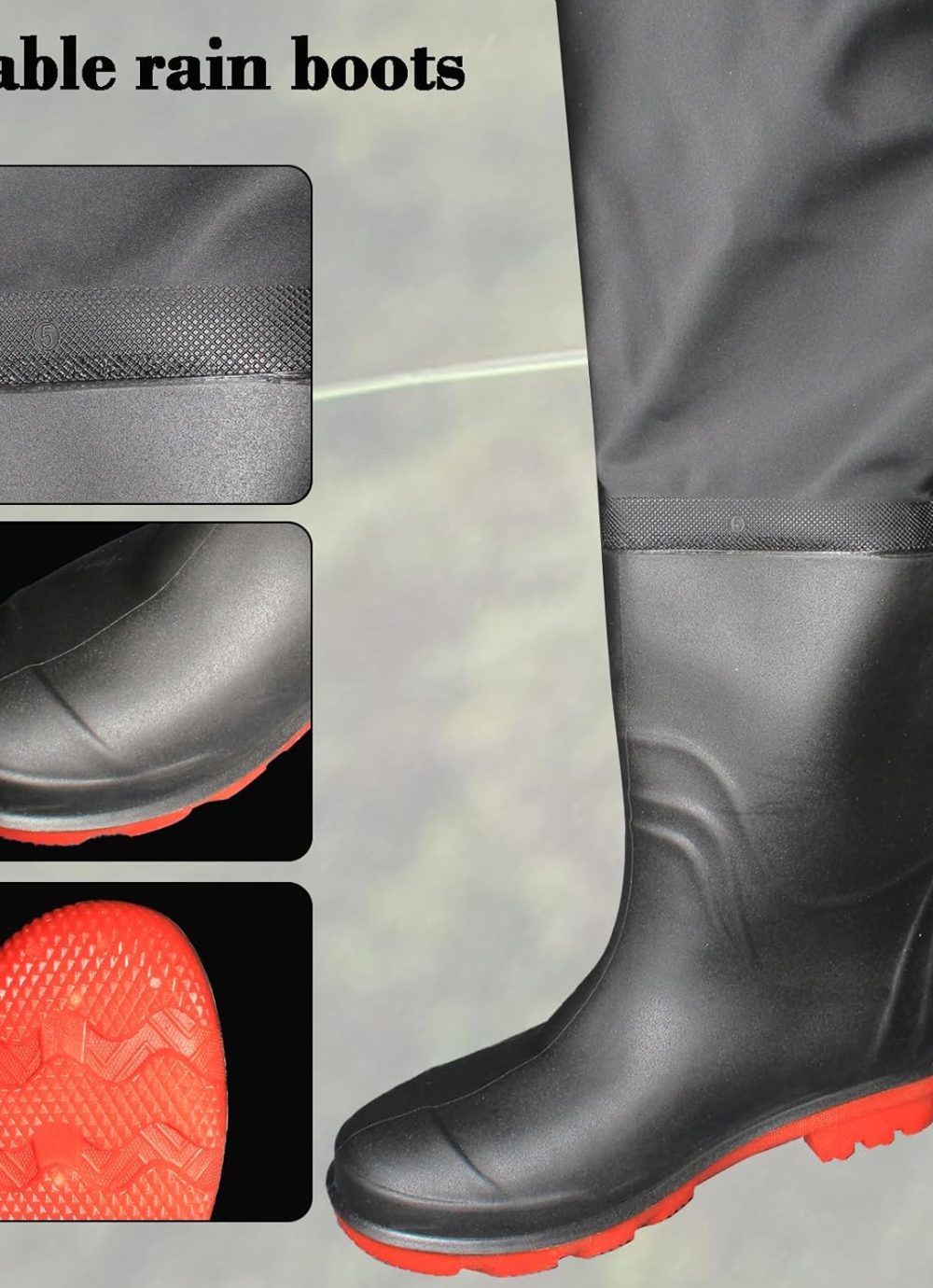 Fishing Waders with Boots, Nylon/PVC Waist Wader Pants Fishing Waders for Men Women, Waterproof Bootfoot Waders - Image 4