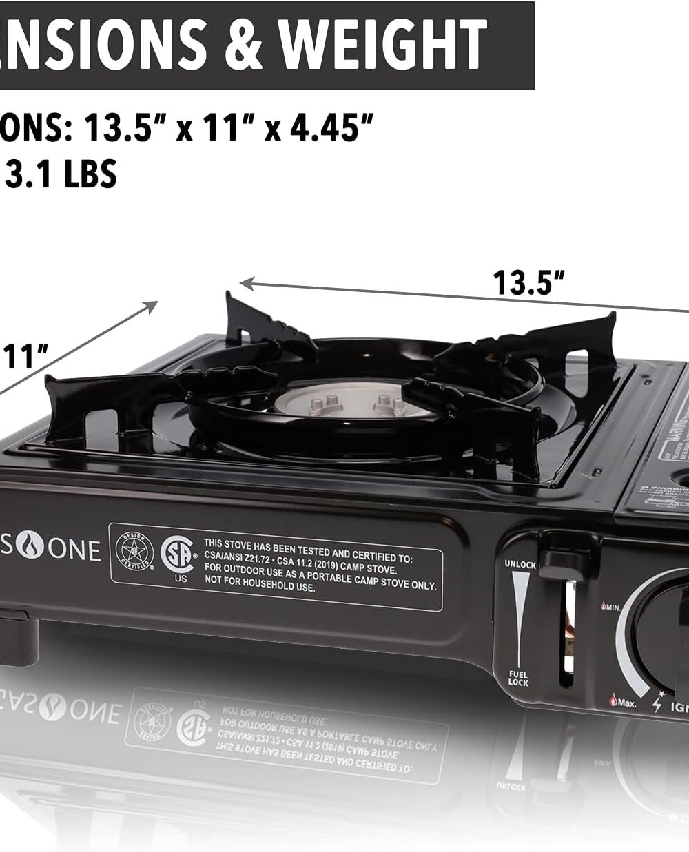 GasOne GS-1000 7,650 BTU Portable Butane Gas Stove Automatic Ignition with Carrying Case, CSA Listed - Image 3