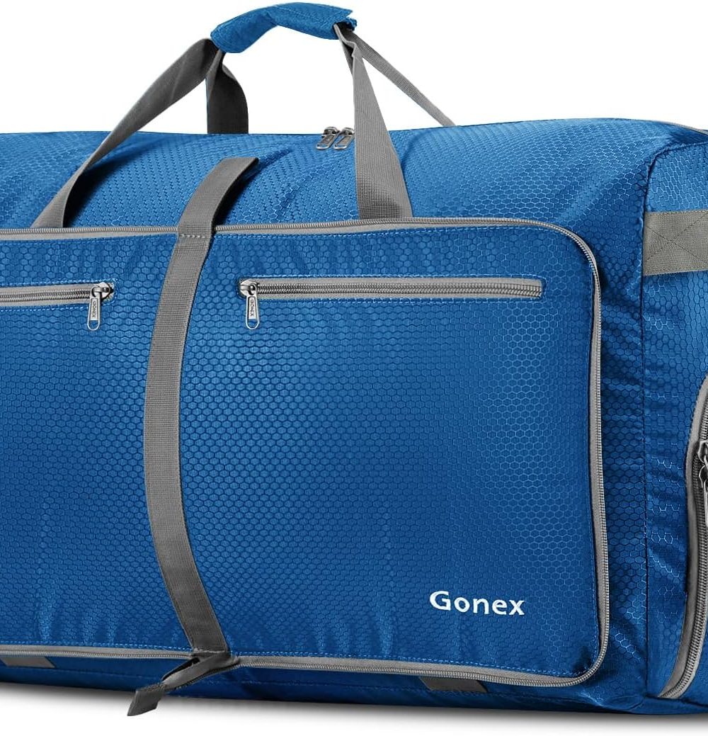 40L 60L 80L 100L 150L Large Foldable Travel Duffle Bag with Shoes Compartment, Packable Lightweight Water Repellent Duffel Bag for Camping Gym Weekender Bag