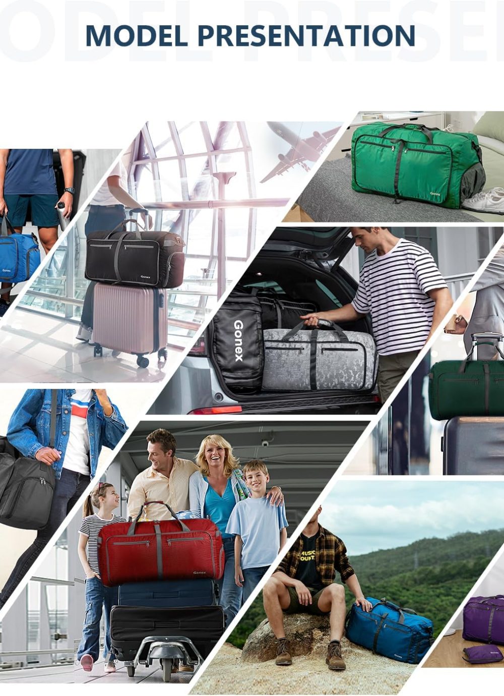 40L 60L 80L 100L 150L Large Foldable Travel Duffle Bag with Shoes Compartment, Packable Lightweight Water Repellent Duffel Bag for Camping Gym Weekender Bag - Image 8