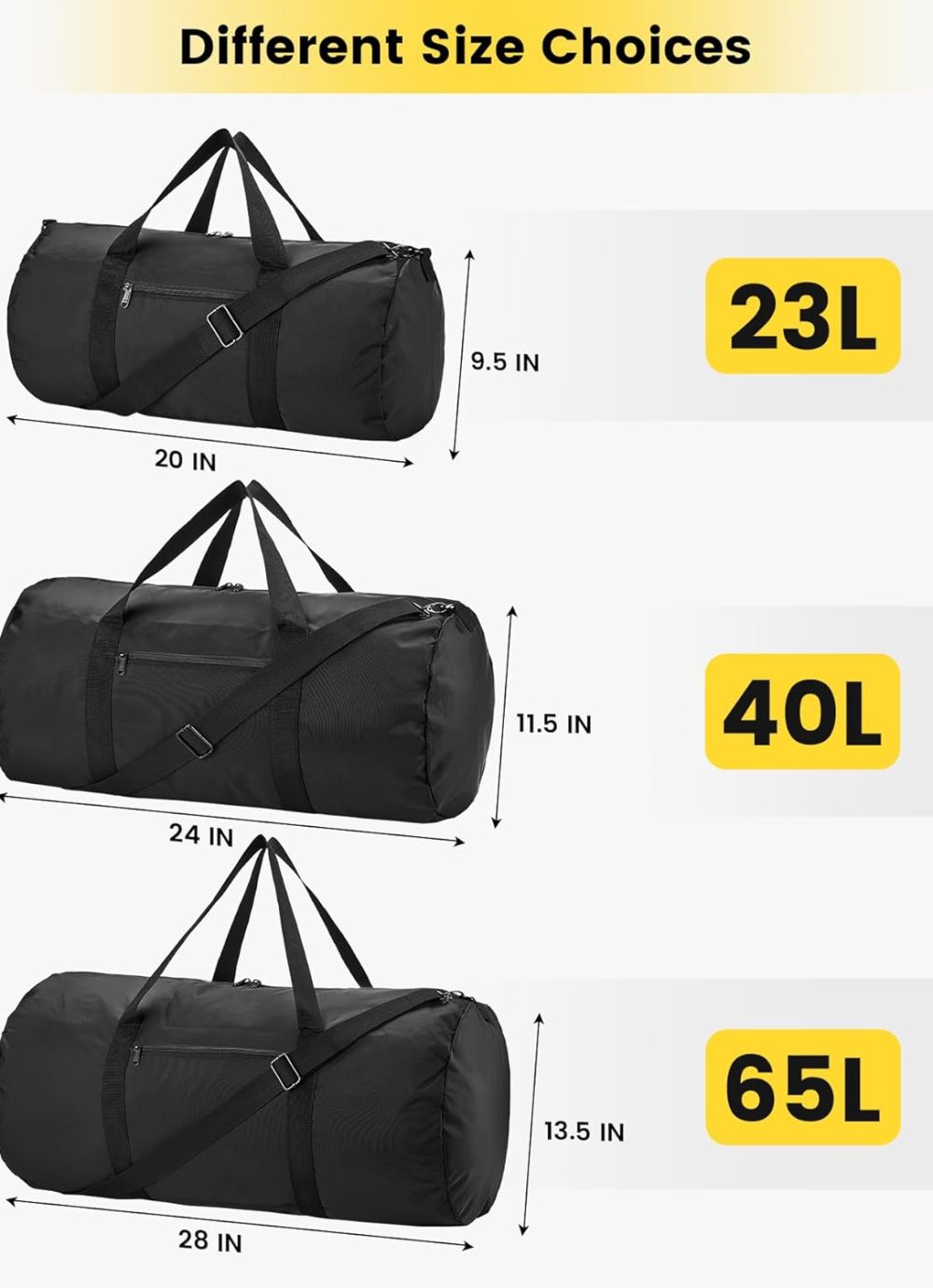 Duffel Bag 20-24-28 Inches Foldable Gym Bag for Men Women Duffle Bag Lightweight with Inner Pocket for Travel Sports - Image 2