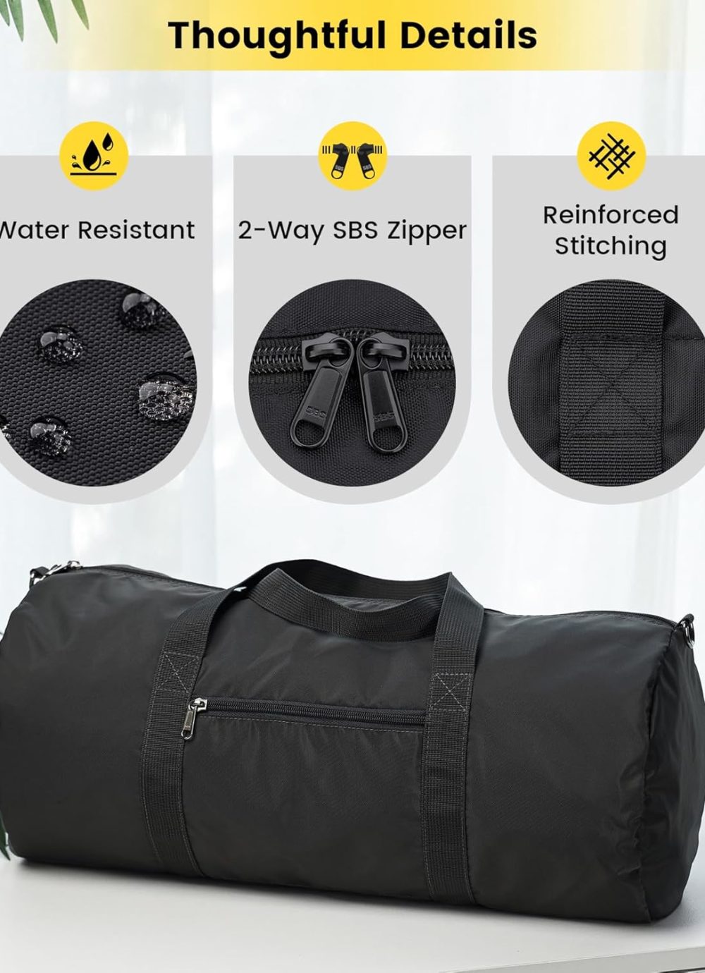 Duffel Bag 20-24-28 Inches Foldable Gym Bag for Men Women Duffle Bag Lightweight with Inner Pocket for Travel Sports - Image 4