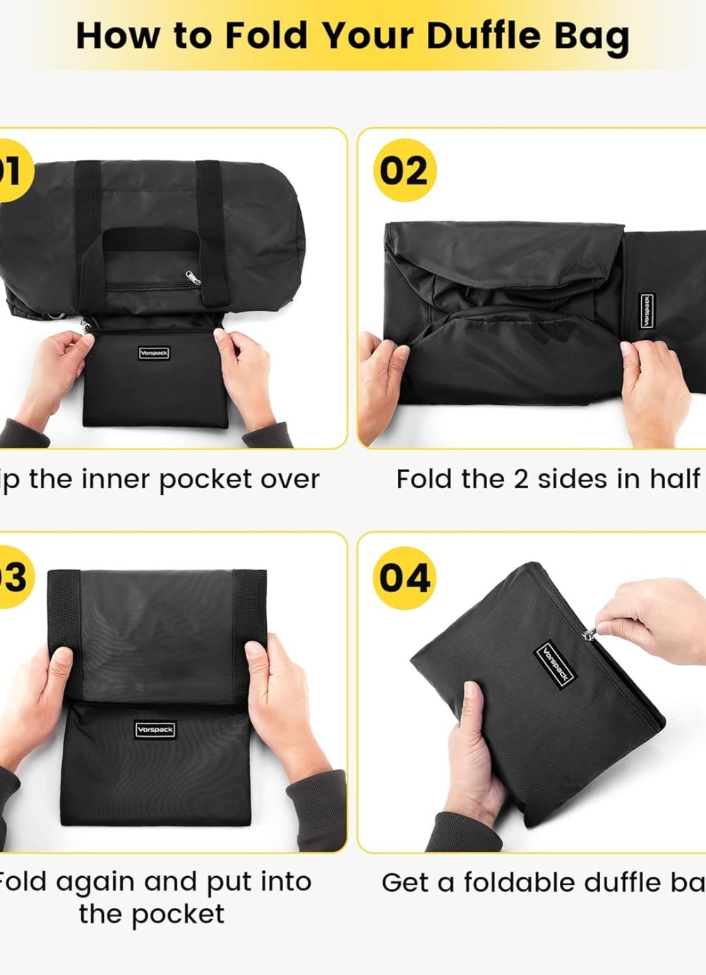 Duffel Bag 20-24-28 Inches Foldable Gym Bag for Men Women Duffle Bag Lightweight with Inner Pocket for Travel Sports - Image 5